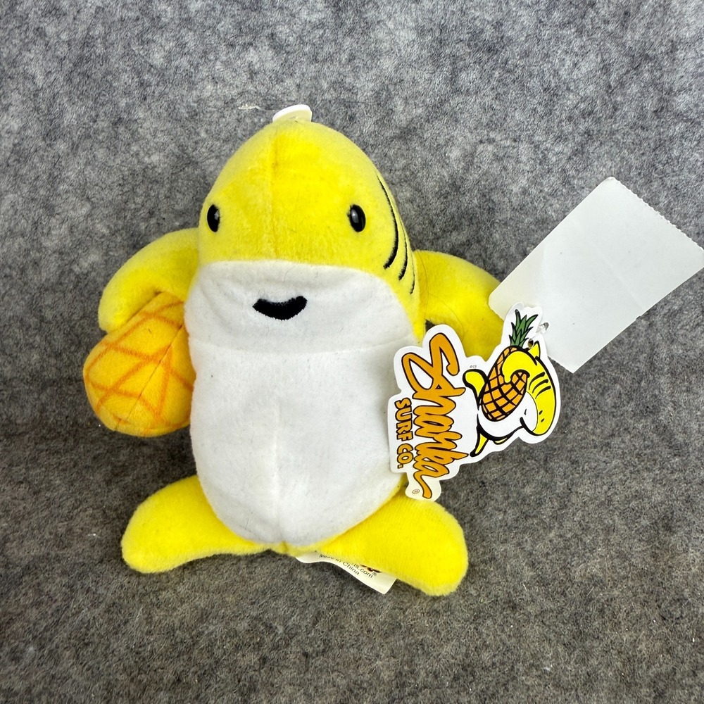 Crazy Shirts Hawaii Sharka Yellow 6 inch Baby Shark Plush with‎ Pineapple NWT